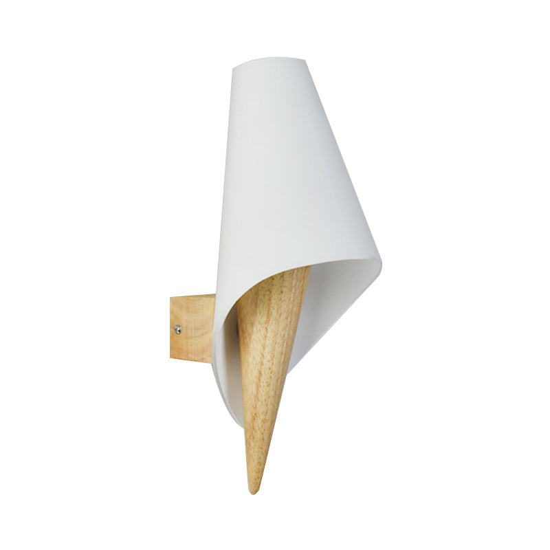 Siopsrl| Glass Sweet Cone Wall Lamp Living Room 1 Light Contemporary Wall Light in White & Beige
