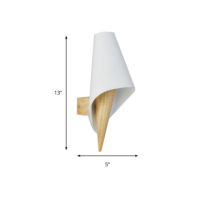 Siopsrl| Glass Sweet Cone Wall Lamp Living Room 1 Light Contemporary Wall Light in White & Beige