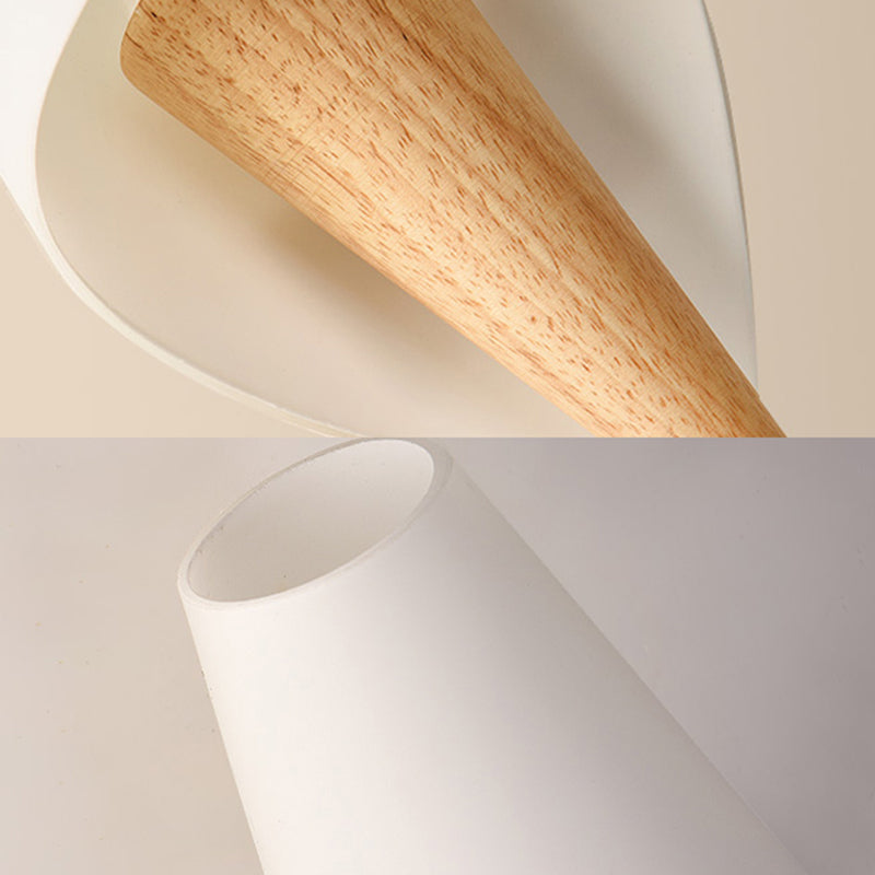 Siopsrl| Glass Sweet Cone Wall Lamp Living Room 1 Light Contemporary Wall Light in White & Beige