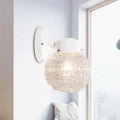 Siopsrl| Black/White Spherical Wall Light Modernist 1 Light Grid Glass Wall Lamp Light for Reading Room