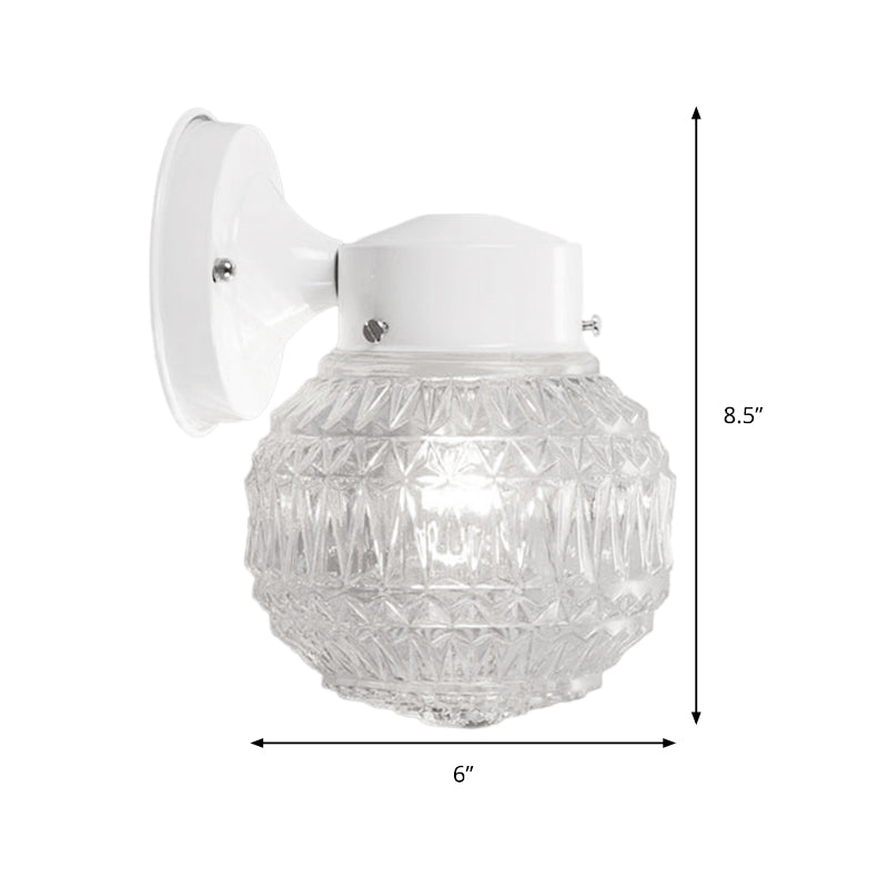 Siopsrl| Black/White Spherical Wall Light Modernist 1 Light Grid Glass Wall Lamp Light for Reading Room