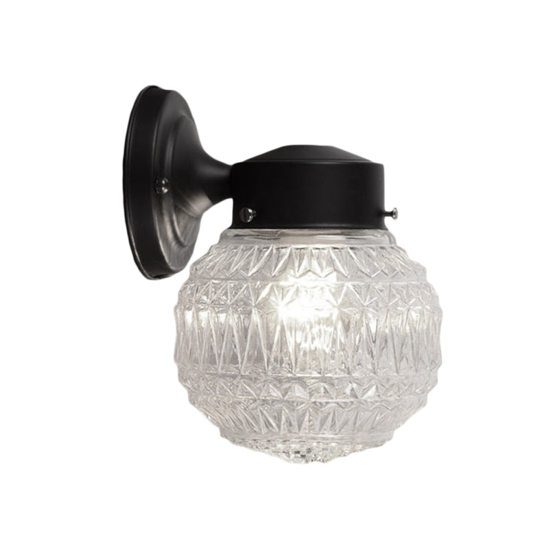 Siopsrl| Black/White Spherical Wall Light Modernist 1 Light Grid Glass Wall Lamp Light for Reading Room