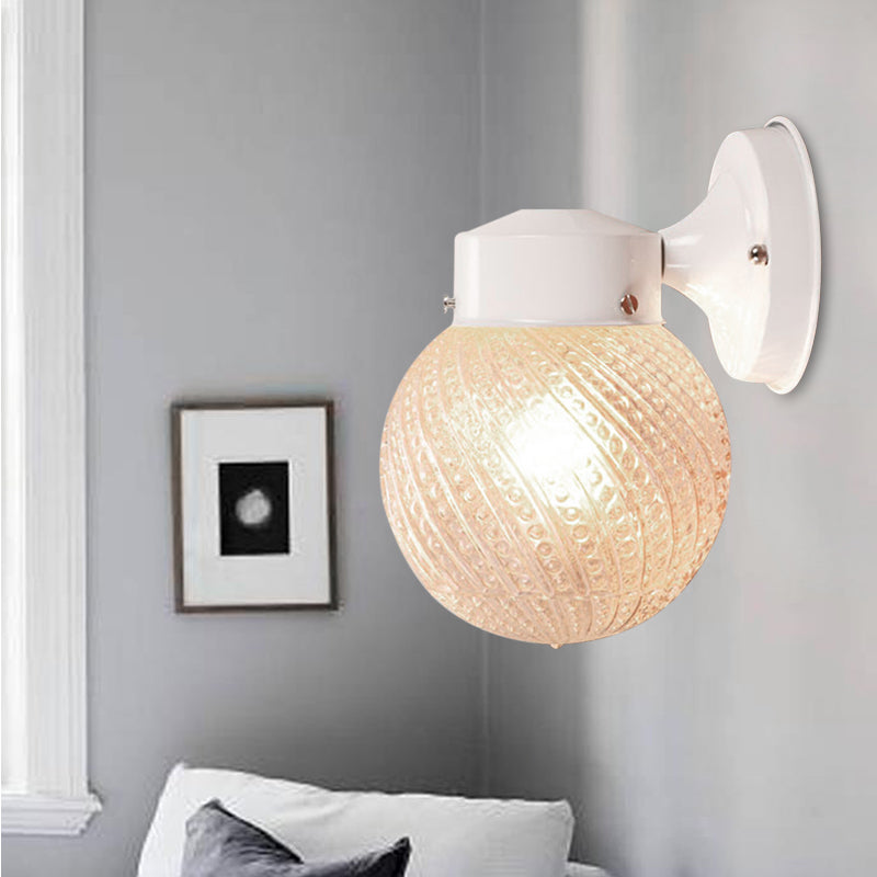 Siopsrl| 1 Light Passage Wall Lighting with Globe Checkered Glass Shade Modern Black/White Wall Lamp Fixture
