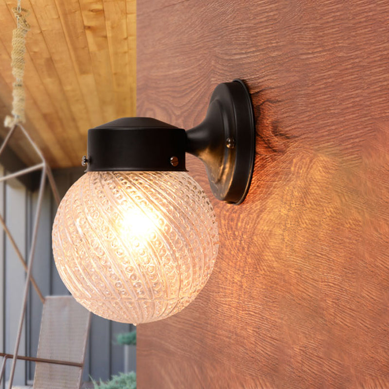 Siopsrl| 1 Light Passage Wall Lighting with Globe Checkered Glass Shade Modern Black/White Wall Lamp Fixture