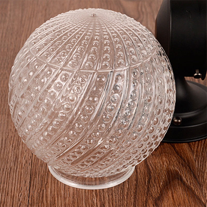 Siopsrl| 1 Light Passage Wall Lighting with Globe Checkered Glass Shade Modern Black/White Wall Lamp Fixture