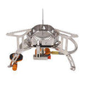 Siopsrl | stainless steel folding backpacking gas stove with braided fuel hose and windproof simmer-control regulator Siopsrl
