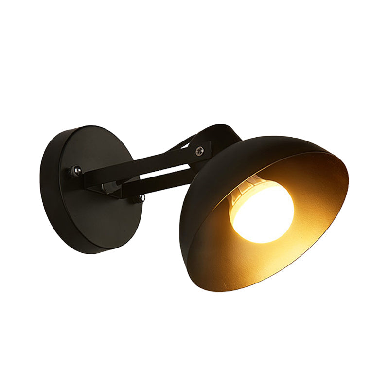 Siopsrl| 1 Head Wall Light Fixture with Dome Shade Metal Industrial Style Indoor Wall Lamp in Black