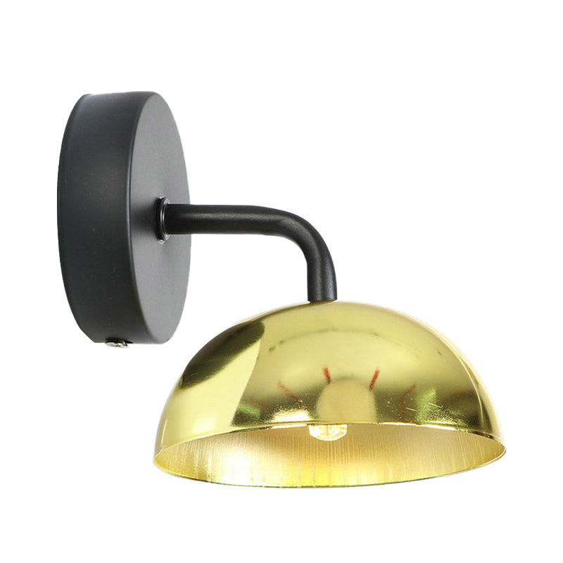 Siopsrl| 1 Light Wall Lamp Industrial Dome Shade Metal Down Wall Light with Curved Arm in Black/Bronze for Bedroom