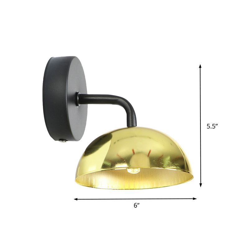 Siopsrl| 1 Light Wall Lamp Industrial Dome Shade Metal Down Wall Light with Curved Arm in Black/Bronze for Bedroom