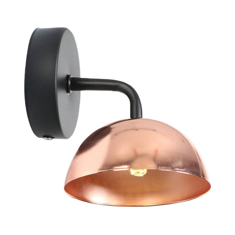 Siopsrl| 1 Light Wall Lamp Industrial Dome Shade Metal Down Wall Light with Curved Arm in Black/Bronze for Bedroom