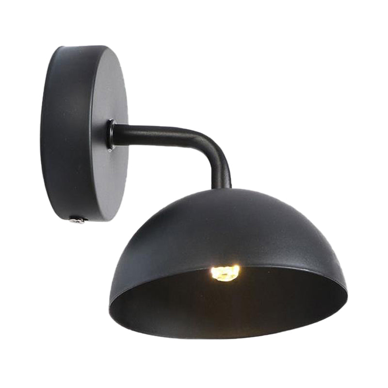 Siopsrl| 1 Light Wall Lamp Industrial Dome Shade Metal Down Wall Light with Curved Arm in Black/Bronze for Bedroom