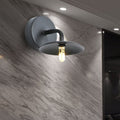 Siopsrl| Flat Shade Metal Wall Lighting Fixture Industrial Vintage 1 Light Bedroom Wall Sconce in Black