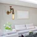 Siopsrl| Antique Brass Faucet Form Wall Sconce with Valve Industrial 1 Light Living Room Wall Mount Light