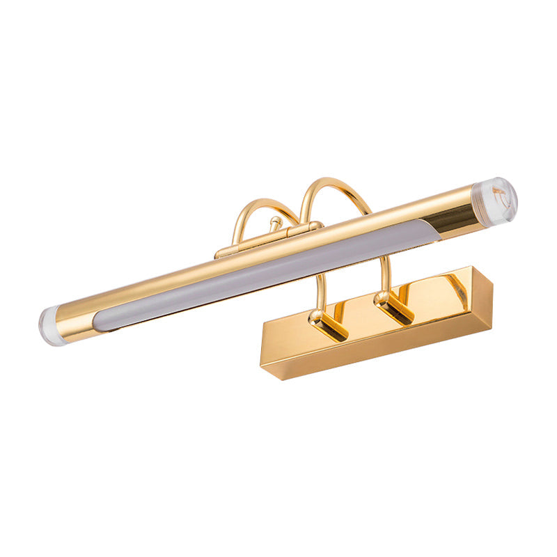 Siopsrl| 16"/21" Width Cylindrical Vanity Light Fixture Modernism Style Metallic LED Indoor Wall Lamp in Gold, Warm/White Lighting