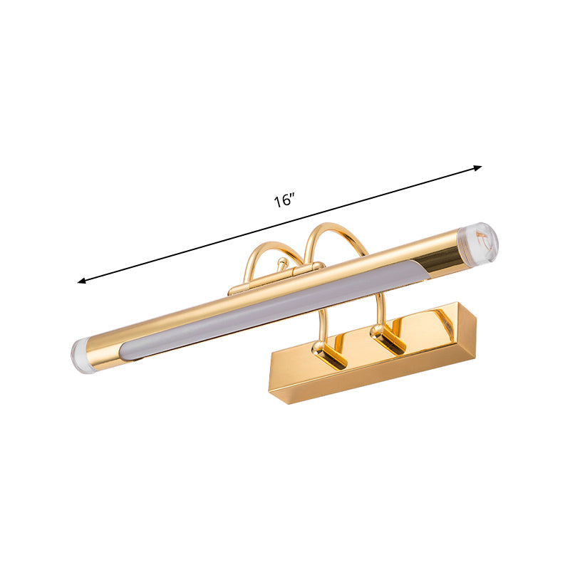 Siopsrl| 16"/21" Width Cylindrical Vanity Light Fixture Modernism Style Metallic LED Indoor Wall Lamp in Gold, Warm/White Lighting