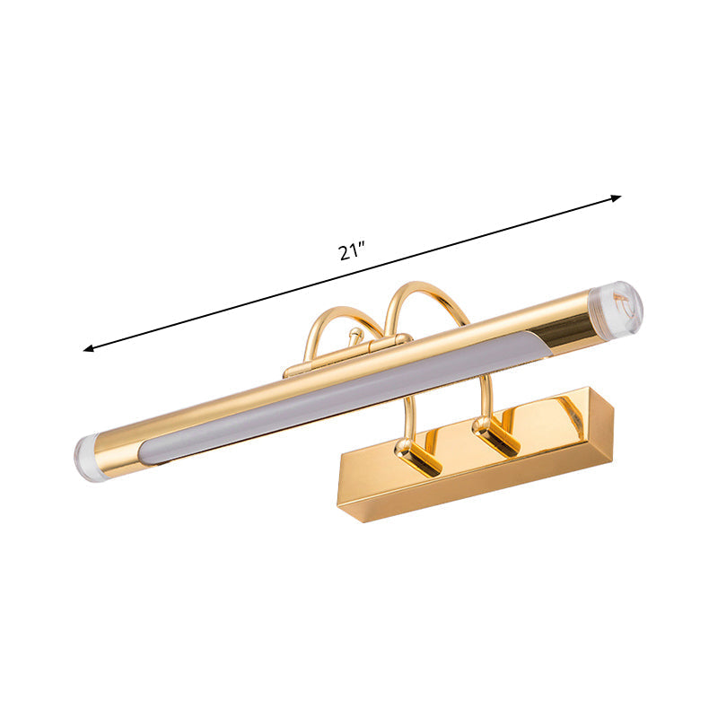 Siopsrl| 16"/21" Width Cylindrical Vanity Light Fixture Modernism Style Metallic LED Indoor Wall Lamp in Gold, Warm/White Lighting