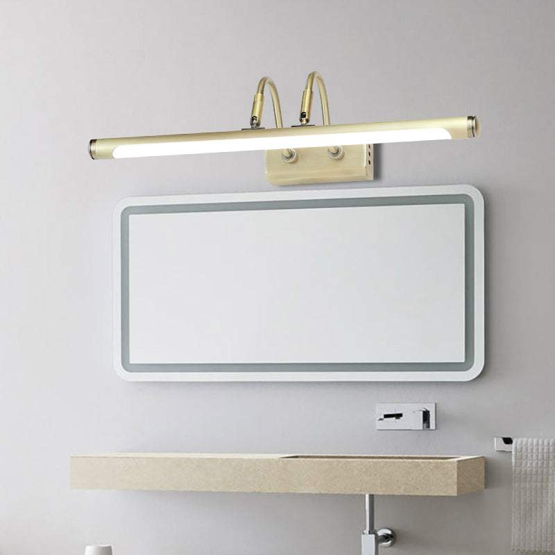 Siopsrl| Tube Designer Lighting Modern Metal 16.5"/20.5" W LED Gold Finish Adjustable Wall Lamp with Curved Arm, Warm/White Light