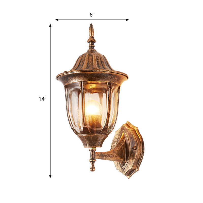 Siopsrl| Kerosene Outdoor Wall Lamp Fixture Industrial Clear Glass 1 Light Rust Wall Lamp