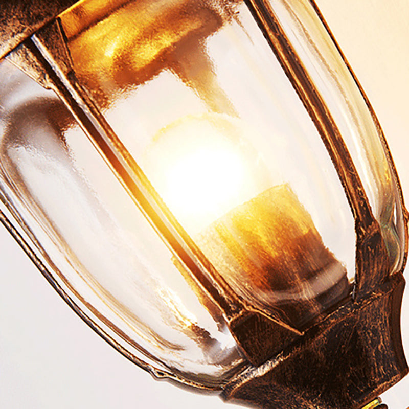 Siopsrl| Kerosene Outdoor Wall Lamp Fixture Industrial Clear Glass 1 Light Rust Wall Lamp
