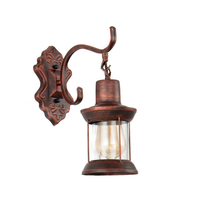 Siopsrl| Weather Copper A Light Wall Lamp Rustic Style Clear Glass Petroleum Lighting Fixture
