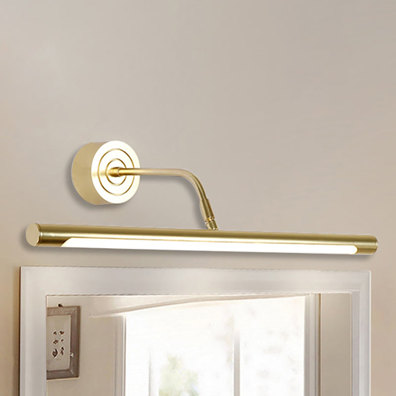 Siopsrl| 16"/20" W Slim Cylindrical Makeup Mirror Light Modernism Metal LED Gold Wall Mount Lamp for Bedroom, Warm/White Lighting