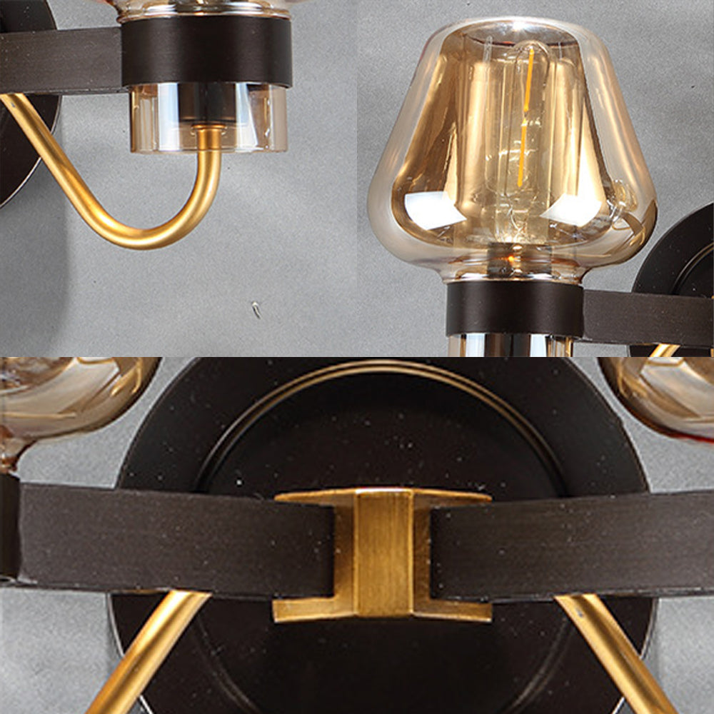Siopsrl| 2-Lamp Wall Lighting with Mushroom Shade Smoky Glass Modern Bedroom Wall Light Lighting Fixture