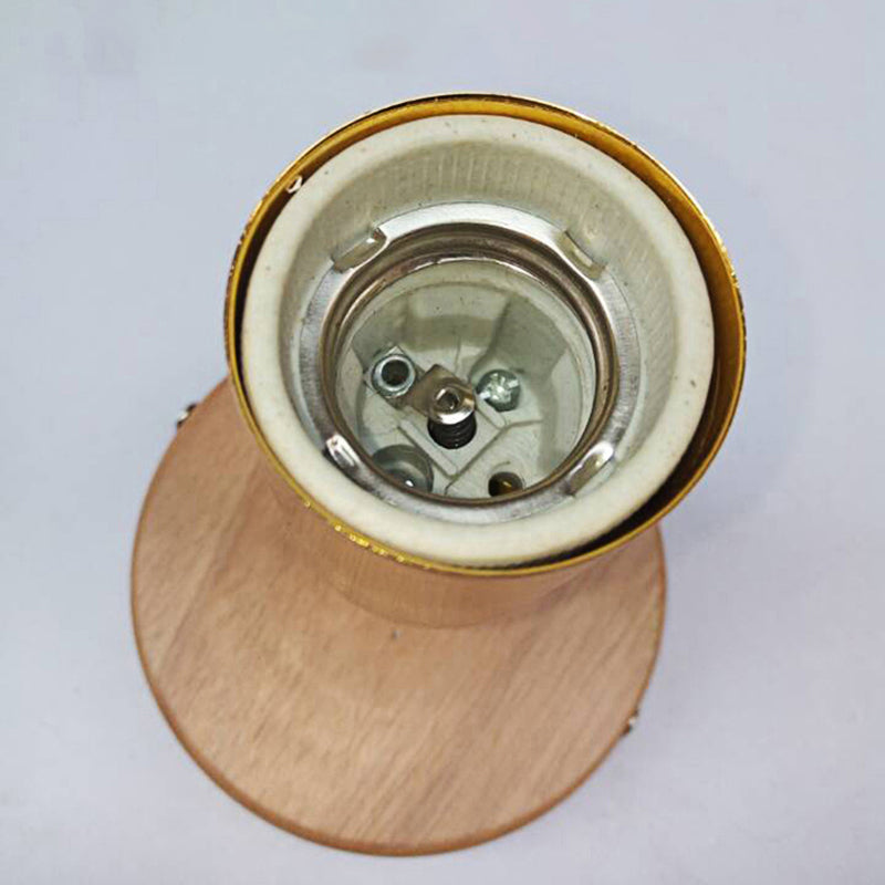 Siopsrl| Head-shaped metal wall lamp Lodge 1 light living room wall-mounted fixture with round wooden backplate in silver/gold