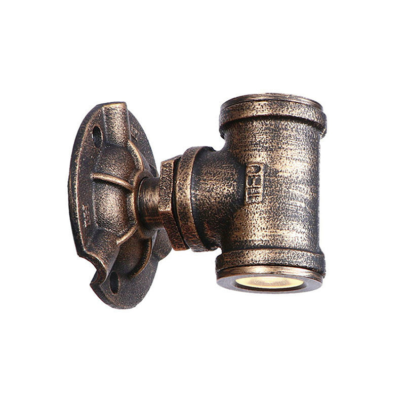 Siopsrl| Antique style pipe wall lighting fixture 1 light wrought iron wall mount fixture in bronze for hallway