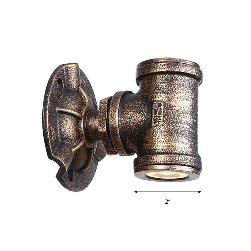Siopsrl| Antique style pipe wall lighting fixture 1 light wrought iron wall mount fixture in bronze for hallway