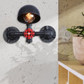 Siopsrl| Steampunk Dome Wall Lamp Fixture with Valve Wheel 1 Head Metallic Wall Light in Black for Living Room