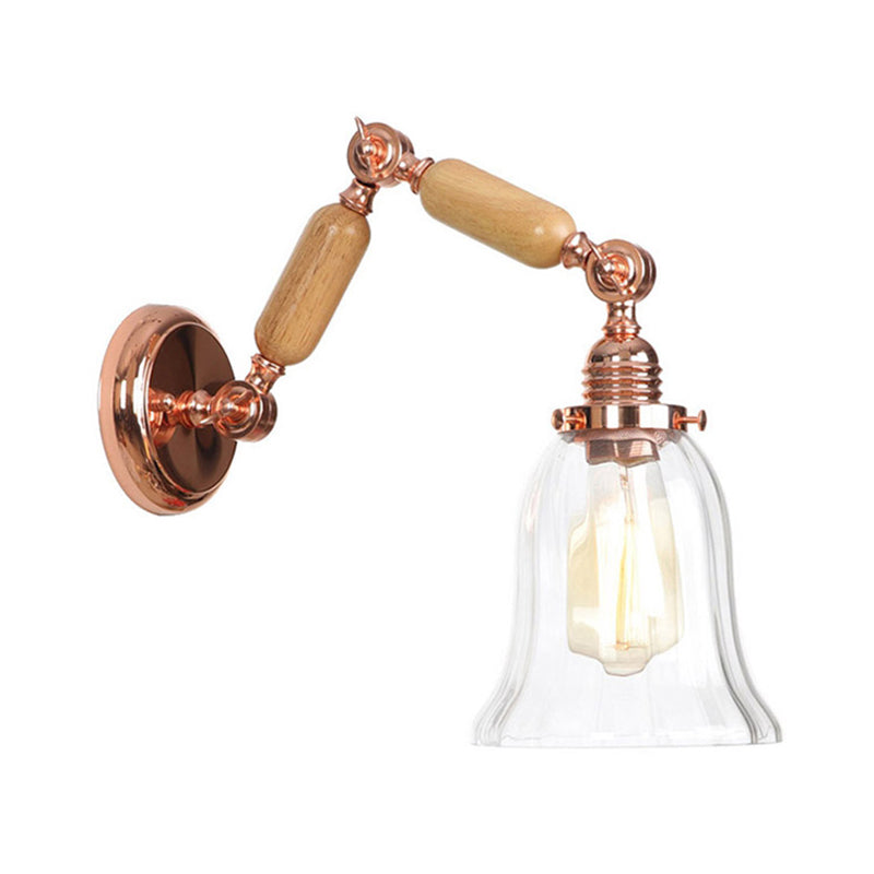 Siopsrl| Single beam wall light with flared shade clear prismatic glass farmhouse bedroom wall light fixture