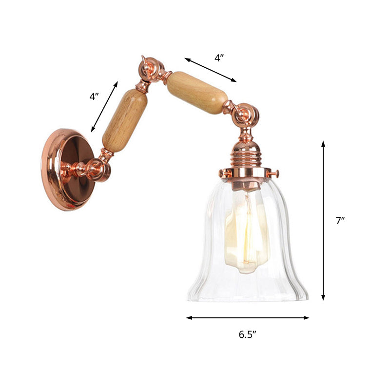 Siopsrl| Single beam wall light with flared shade clear prismatic glass farmhouse bedroom wall light fixture