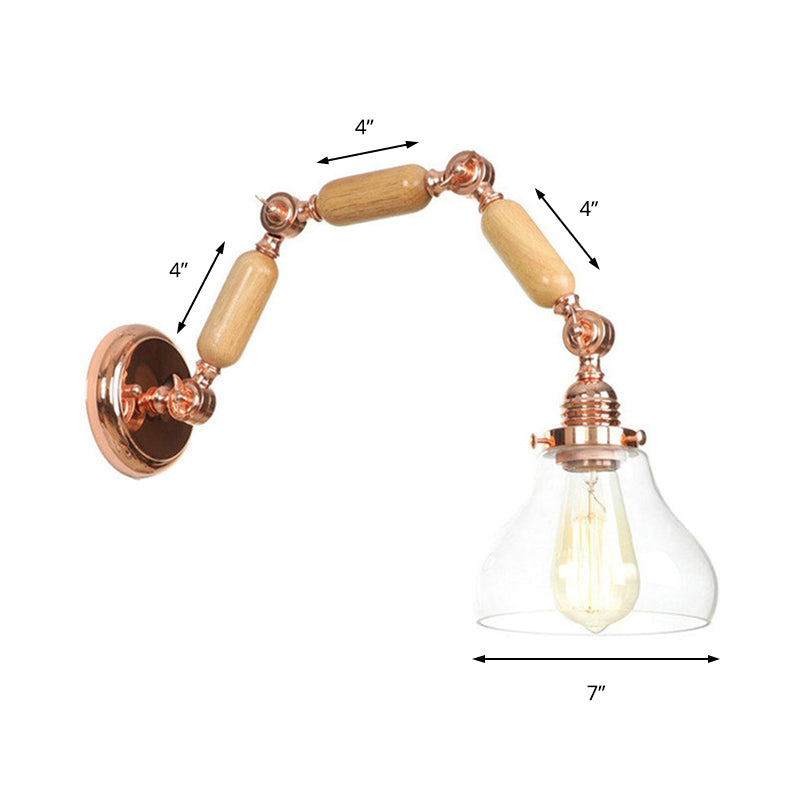 Siopsrl| 1 Bulb Wall Lamp with Cone Shade Clear Glass Industrial Living Room Wall Light Lighting