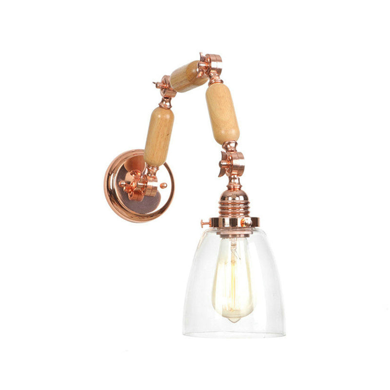 Siopsrl| Rose Gold Single Light Concept Light Antique Clear Glass Tapered Lighting Fixture with Rotatable Arm