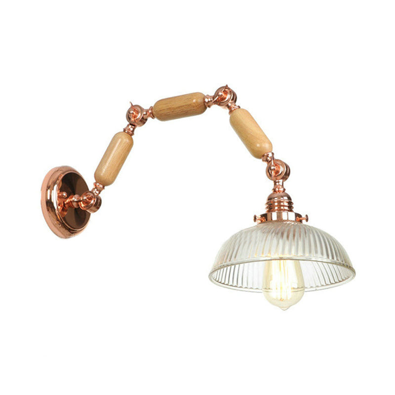 Siopsrl| A wall lamp with a bowl shade ribbed glass vintage style living room wall light fixture