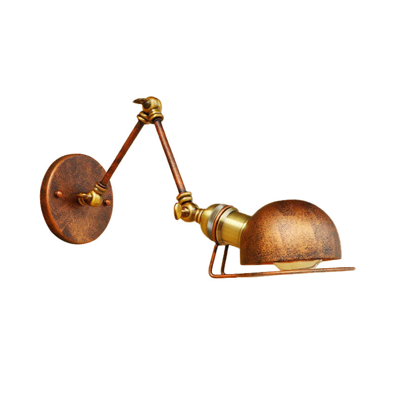 Siopsrl| Vintage Industrial Bowl Wall Lamp 1 Light Iron Wall Lamp with Rotatable Arm in Black/Metal