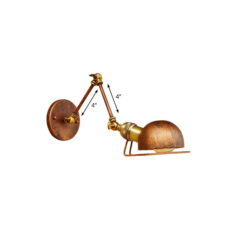 Siopsrl| Vintage Industrial Bowl Wall Lamp 1 Light Iron Wall Lamp with Rotatable Arm in Black/Metal