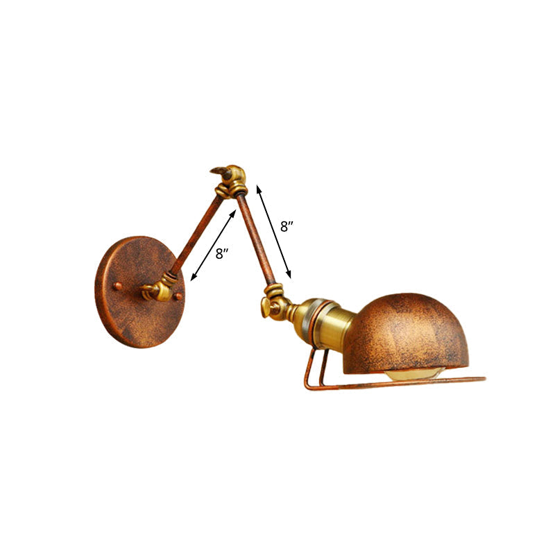 Siopsrl| Vintage Industrial Bowl Wall Lamp 1 Light Iron Wall Lamp with Rotatable Arm in Black/Metal