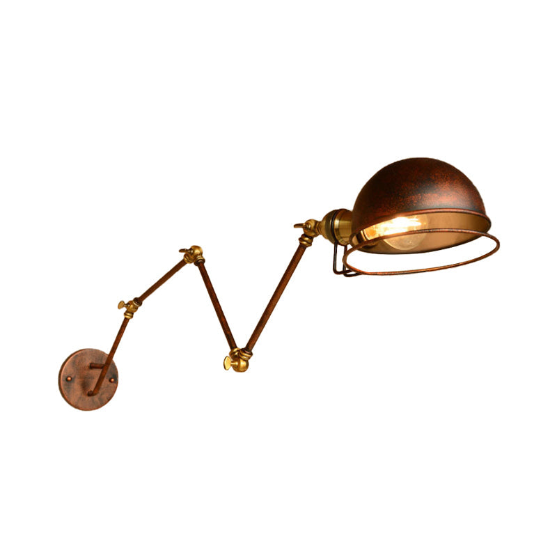 Siopsrl| Vintage Industrial Bowl Wall Lamp 1 Light Iron Wall Lamp with Rotatable Arm in Black/Metal