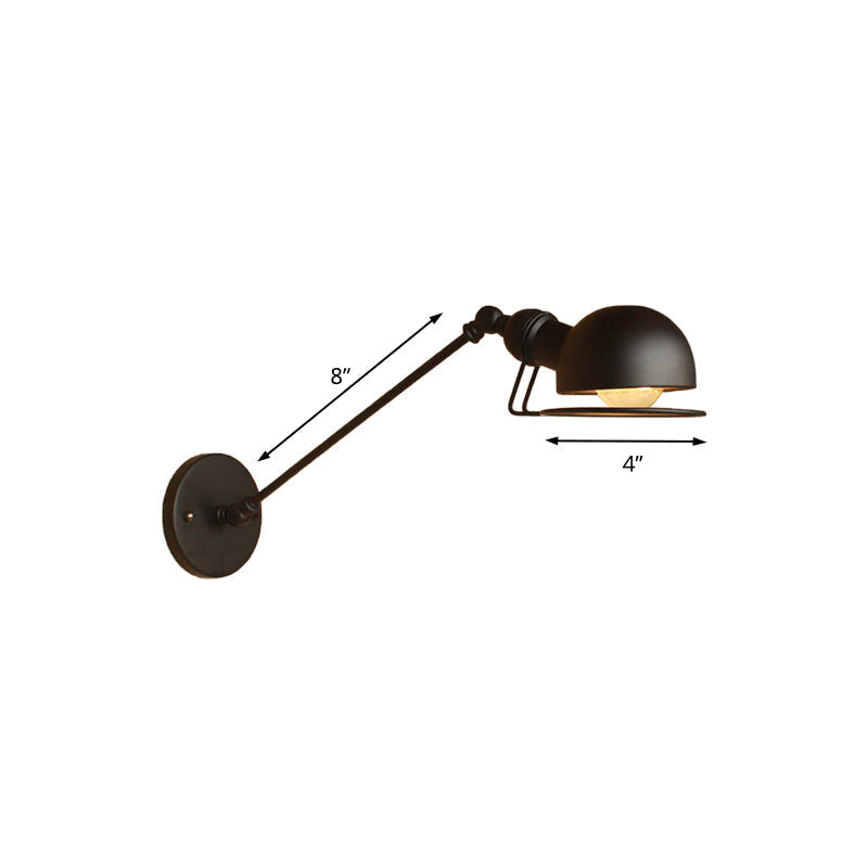 Siopsrl| Vintage Industrial Bowl Wall Lamp 1 Light Iron Wall Lamp with Rotatable Arm in Black/Metal