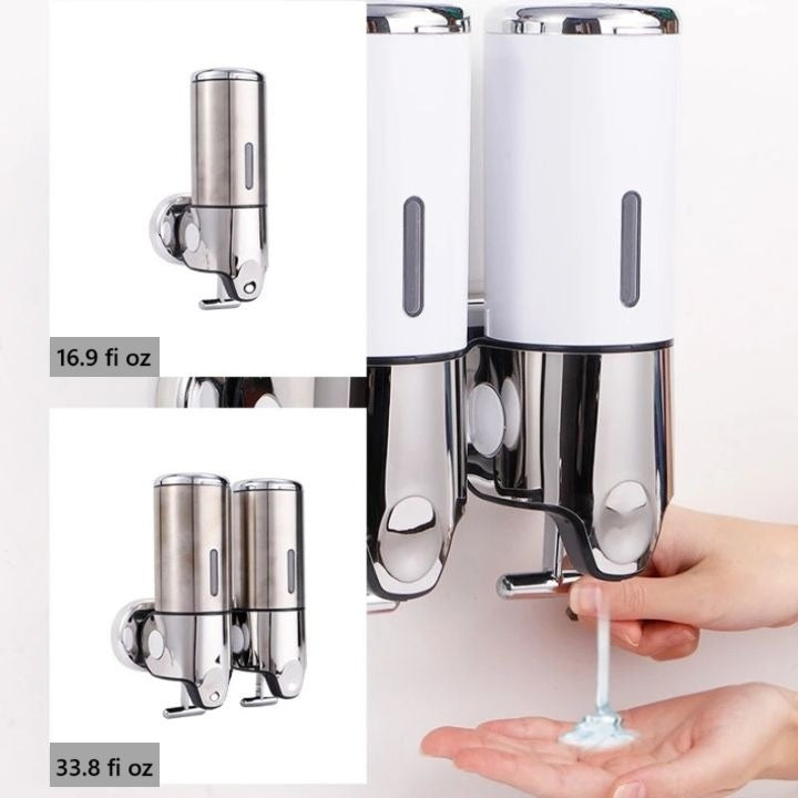 Siopsrl| Wall Mounted Soap Dispenser | SudsStation Bathroom Organizer | Stainless Steel & ABS | 16.9 fl oz | Set of 1–3