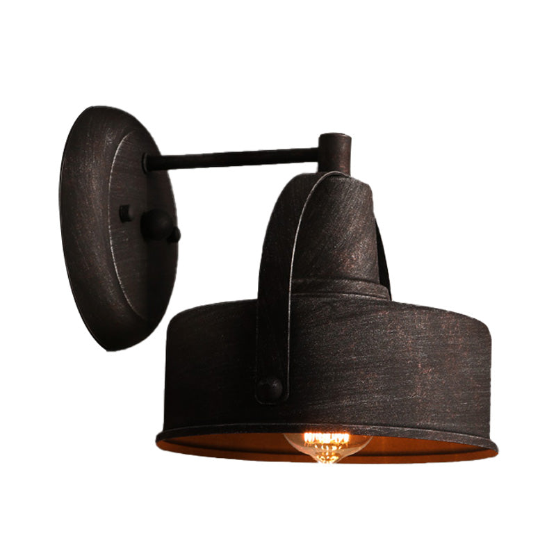Siopsrl| Metal Antique Black Wall Lights Drum/Trumpet Shade 1-Light Retro Rustic Wall Lamp Fixture
