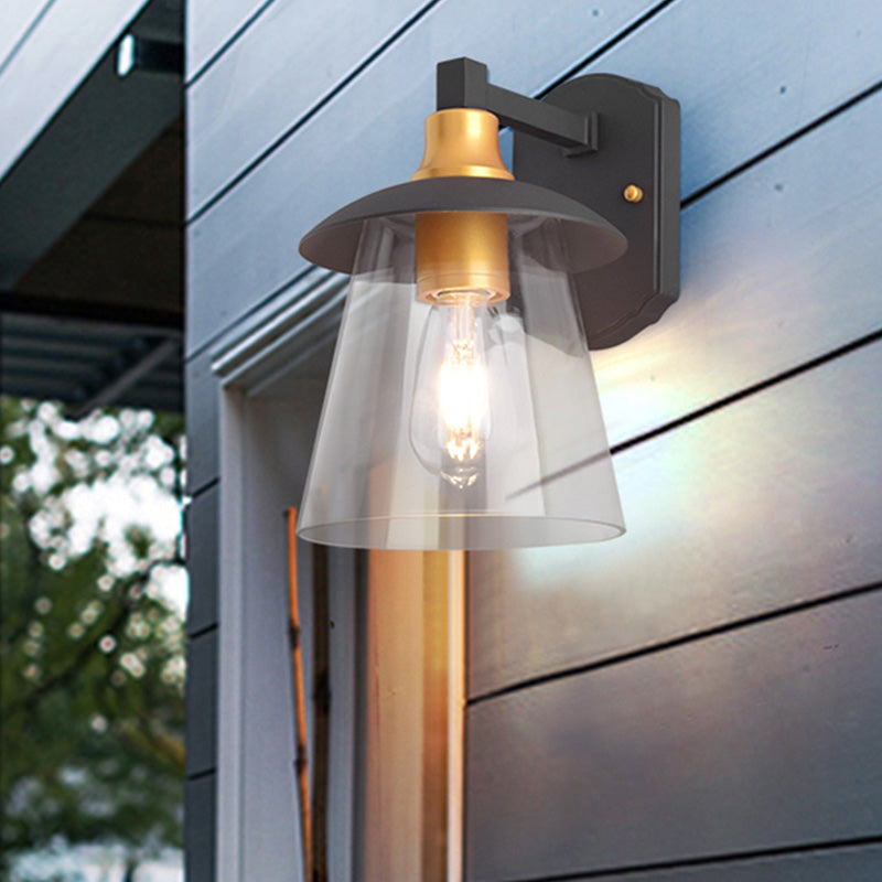 Siopsrl| Clear Glass Black Wall Lamp Lighting Cylinder/Half Circle/Rectangle 1-Light Industrial Light Fixture, 6"/8" Wide
