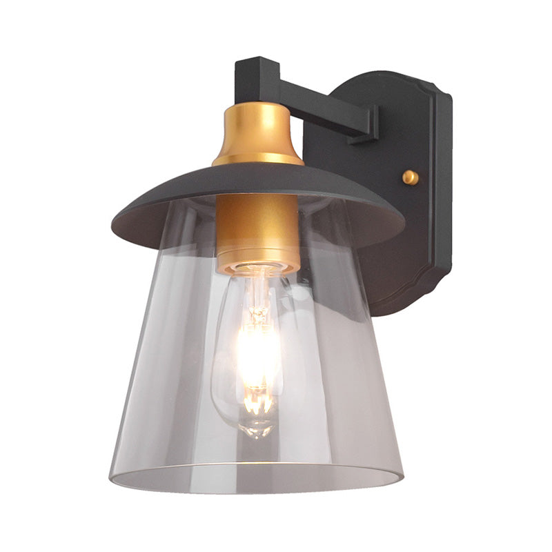Siopsrl| Clear Glass Black Wall Lamp Lighting Cylinder/Half Circle/Rectangle 1-Light Industrial Light Fixture, 6"/8" Wide