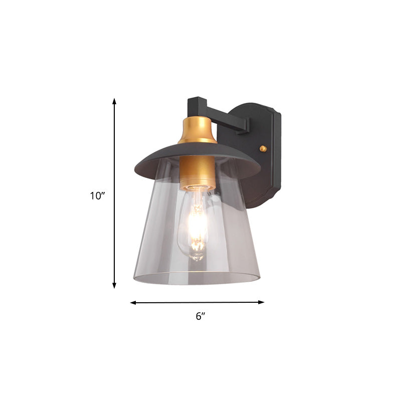 Siopsrl| Clear Glass Black Wall Lamp Lighting Cylinder/Half Circle/Rectangle 1-Light Industrial Light Fixture, 6"/8" Wide