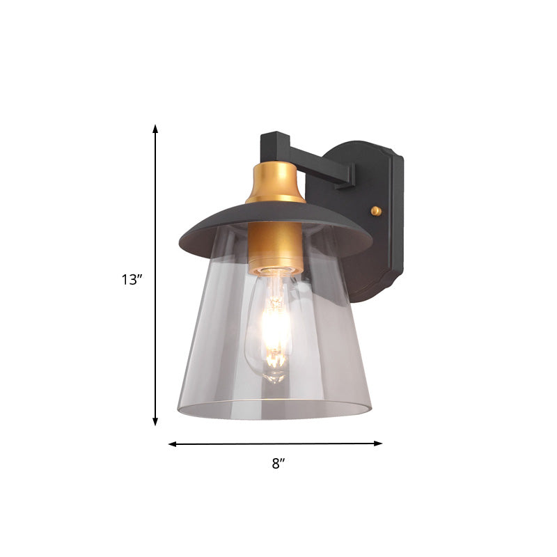 Siopsrl| Clear Glass Black Wall Lamp Lighting Cylinder/Half Circle/Rectangle 1-Light Industrial Light Fixture, 6"/8" Wide