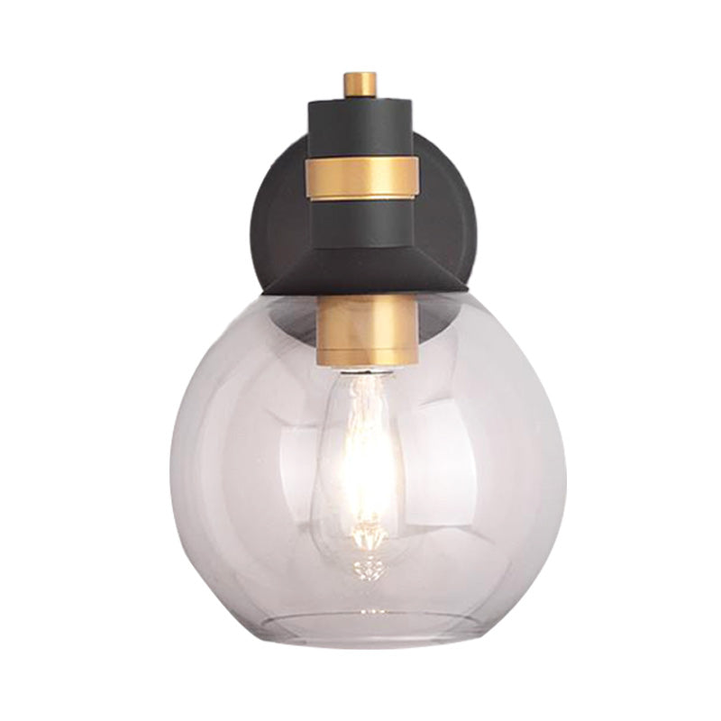 Siopsrl| Clear Glass Black Wall Lamp Lighting Cylinder/Half Circle/Rectangle 1-Light Industrial Light Fixture, 6"/8" Wide