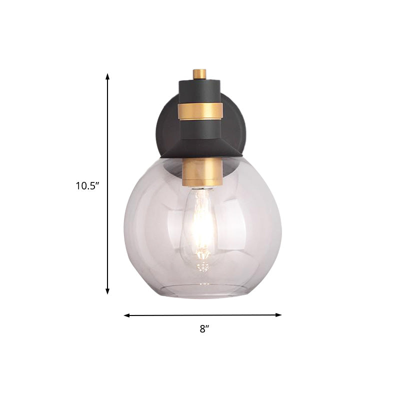 Siopsrl| Clear Glass Black Wall Lamp Lighting Cylinder/Half Circle/Rectangle 1-Light Industrial Light Fixture, 6"/8" Wide