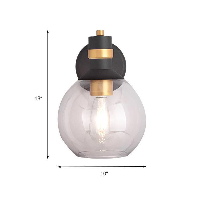 Siopsrl| Clear Glass Black Wall Lamp Lighting Cylinder/Half Circle/Rectangle 1-Light Industrial Light Fixture, 6"/8" Wide