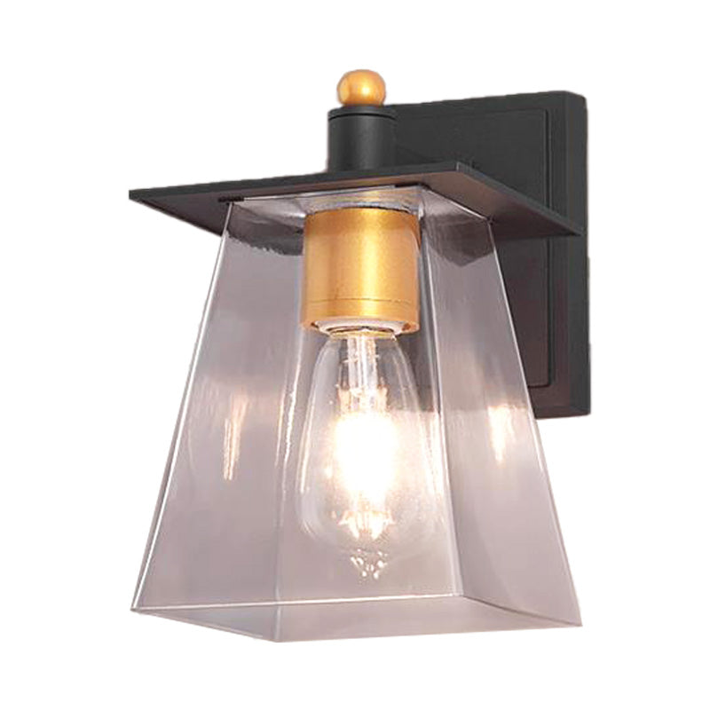 Siopsrl| Clear Glass Black Wall Lamp Lighting Cylinder/Half Circle/Rectangle 1-Light Industrial Light Fixture, 6"/8" Wide